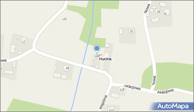 Hucina, Wspólna, 124, mapa Hucina