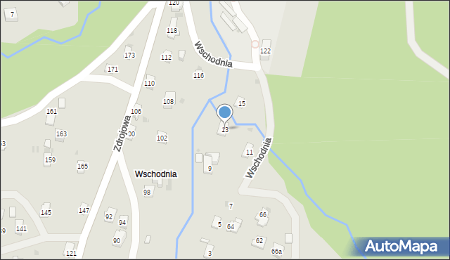 Iwonicz-Zdrój, Wschodnia, 13, mapa Iwonicz-Zdrój