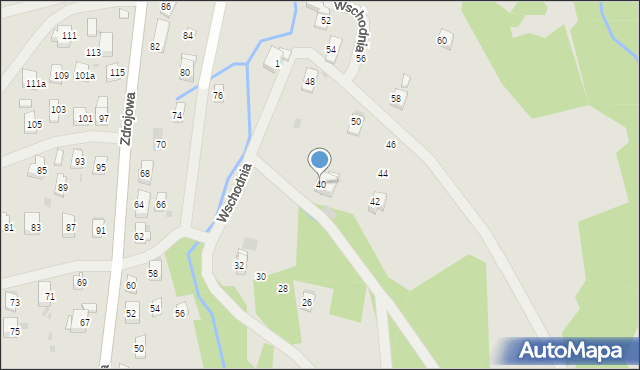 Iwonicz-Zdrój, Wschodnia, 40, mapa Iwonicz-Zdrój