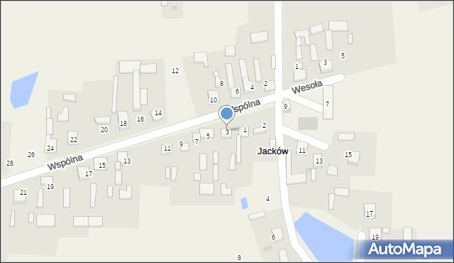Jacków, Wspólna, 3, mapa Jacków
