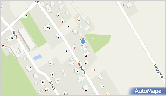 Józefin, Wspólna, 13, mapa Józefin