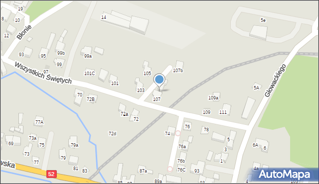 Kęty, Wszystkich Świętych, 107a, mapa Kęty