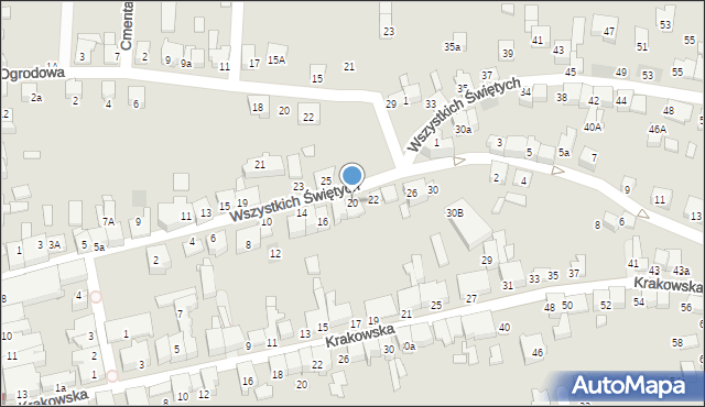 Kęty, Wszystkich Świętych, 20, mapa Kęty