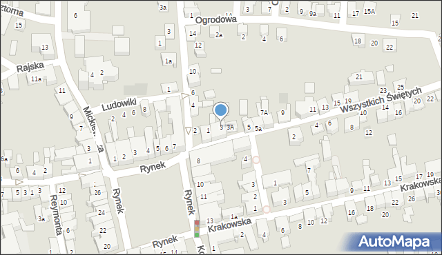 Kęty, Wszystkich Świętych, 3, mapa Kęty