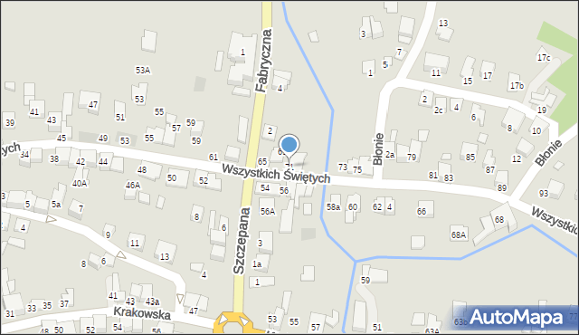 Kęty, Wszystkich Świętych, 71, mapa Kęty