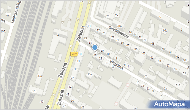 Kielce, Wspólna, 25, mapa Kielc