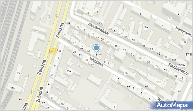 Kielce, Wspólna, 8, mapa Kielc