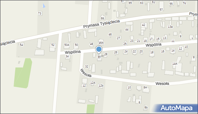 Kiełczew, Wspólna, 30, mapa Kiełczew