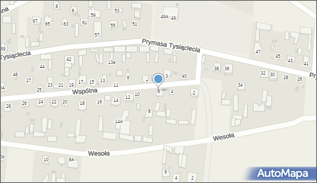 Kiełczew, Wspólna, 6, mapa Kiełczew