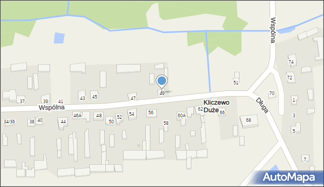 Kliczewo Duże, Wspólna, 49, mapa Kliczewo Duże