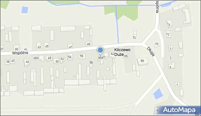 Kliczewo Duże, Wspólna, 60A, mapa Kliczewo Duże