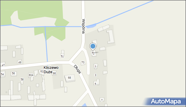 Kliczewo Duże, Wspólna, 72, mapa Kliczewo Duże