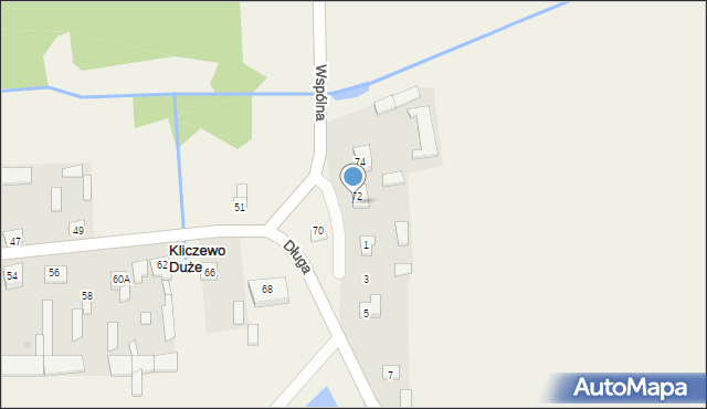 Kliczewo Duże, Wspólna, 72a, mapa Kliczewo Duże