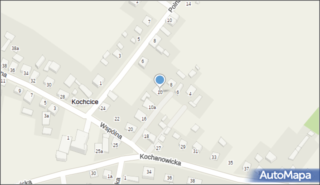 Kochcice, Wspólna, 10, mapa Kochcice