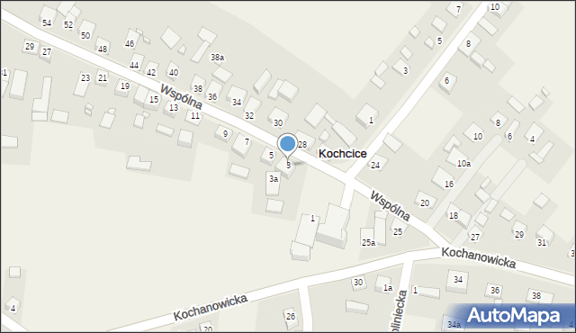 Kochcice, Wspólna, 3, mapa Kochcice