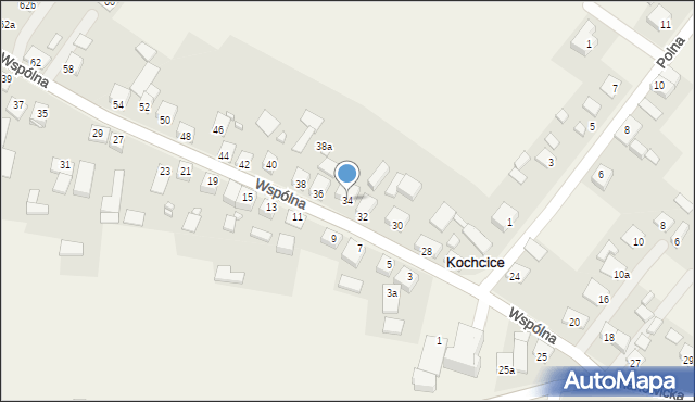 Kochcice, Wspólna, 34, mapa Kochcice