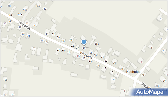 Kochcice, Wspólna, 40, mapa Kochcice