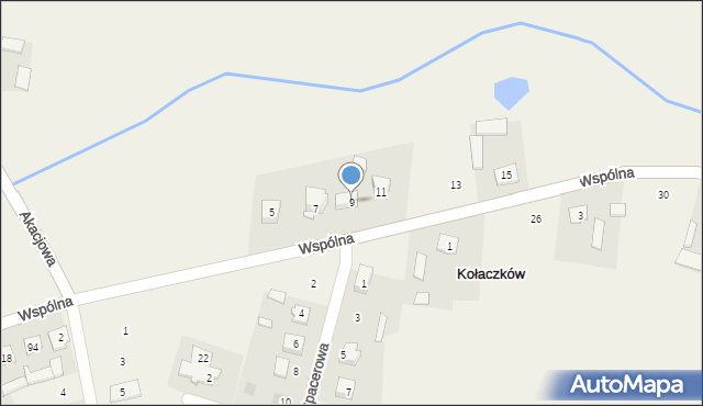 Kołaczków, Wspólna, 9, mapa Kołaczków