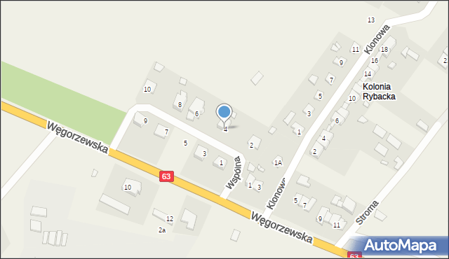 Kolonia Rybacka, Wspólna, 4, mapa Kolonia Rybacka