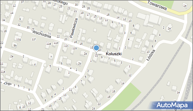 Koluszki, Wschodnia, 11, mapa Koluszki