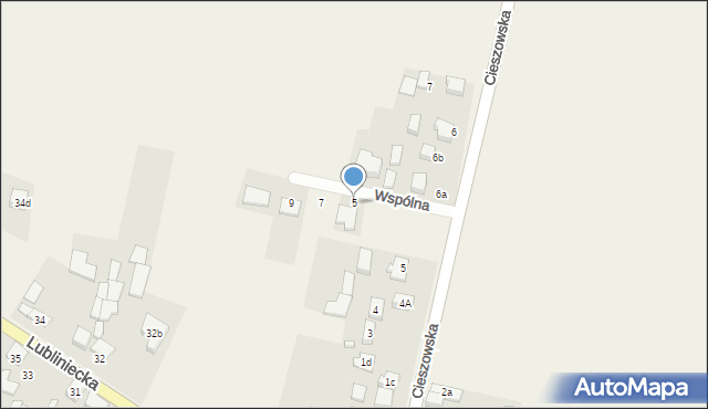 Koszęcin, Wspólna, 5, mapa Koszęcin