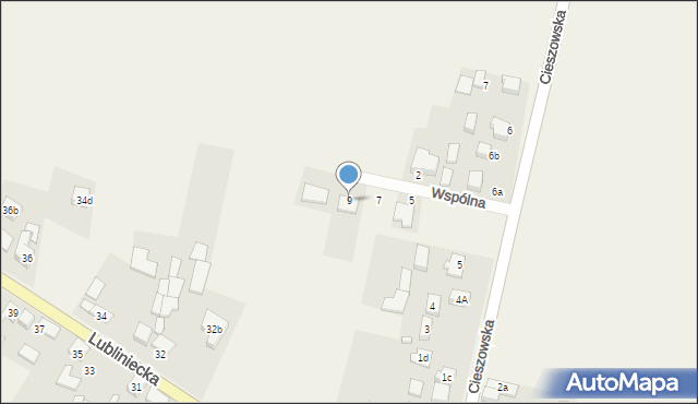 Koszęcin, Wspólna, 9, mapa Koszęcin