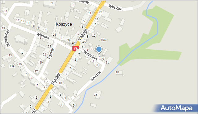 Koszyce, Wspólna, 7, mapa Koszyce