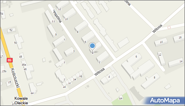 Kowale Oleckie, Wspólna, 4, mapa Kowale Oleckie