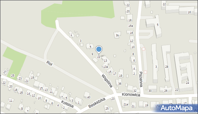 Kraków, Wspólna, 11, mapa Krakowa