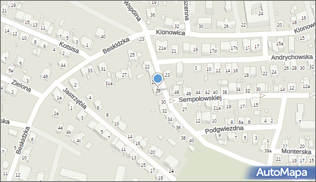 Kraków, Wspólna, 28, mapa Krakowa