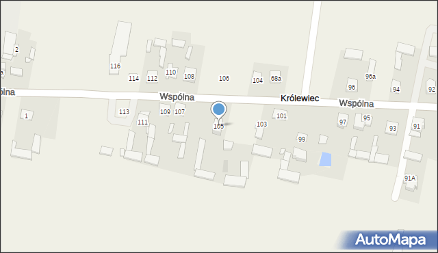 Królewiec, Wspólna, 105, mapa Królewiec