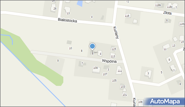 Kuriany, Wspólna, 6, mapa Kuriany