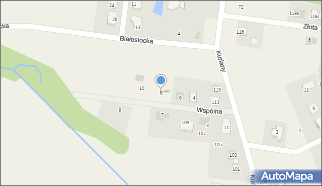 Kuriany, Wspólna, 8, mapa Kuriany