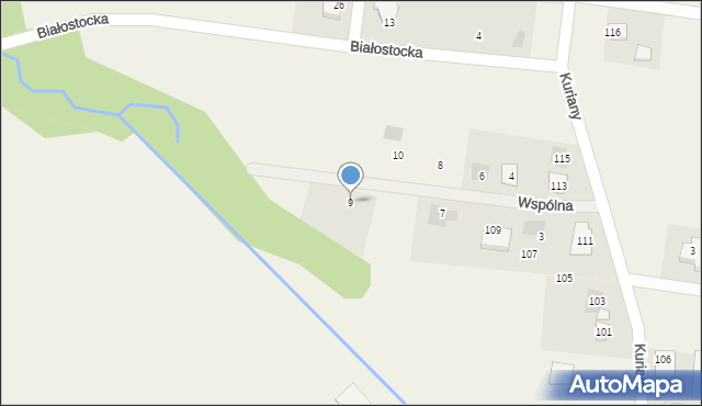 Kuriany, Wspólna, 9, mapa Kuriany