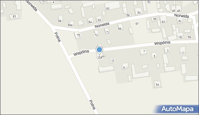 Lasków, Wspólna, 11a, mapa Lasków