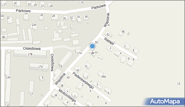 Łazieniec, Wspólna, 48, mapa Łazieniec