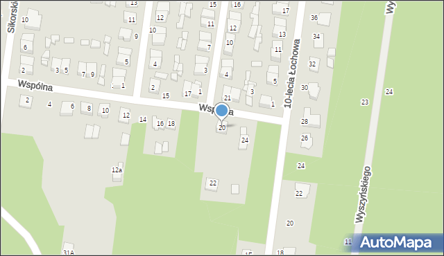 Łochów, Wspólna, 20, mapa Łochów