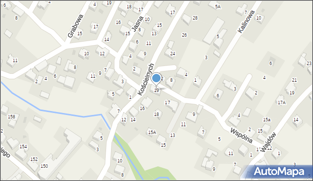 Łodygowice, Wspólna, 19, mapa Łodygowice