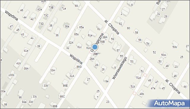 Łomianki Dolne, Wspólna, 28B, mapa Łomianki Dolne