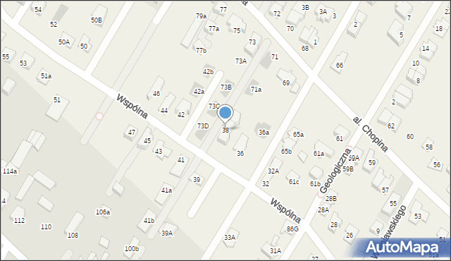 Łomianki Dolne, Wspólna, 38, mapa Łomianki Dolne