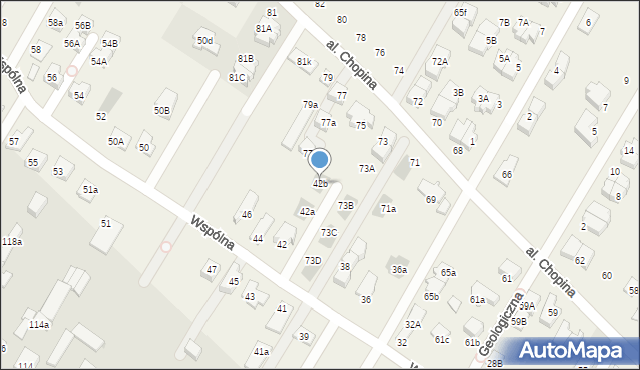 Łomianki Dolne, Wspólna, 42b, mapa Łomianki Dolne