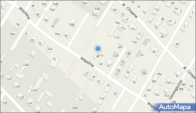 Łomianki Dolne, Wspólna, 46, mapa Łomianki Dolne