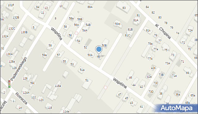 Łomianki Dolne, Wspólna, 50, mapa Łomianki Dolne