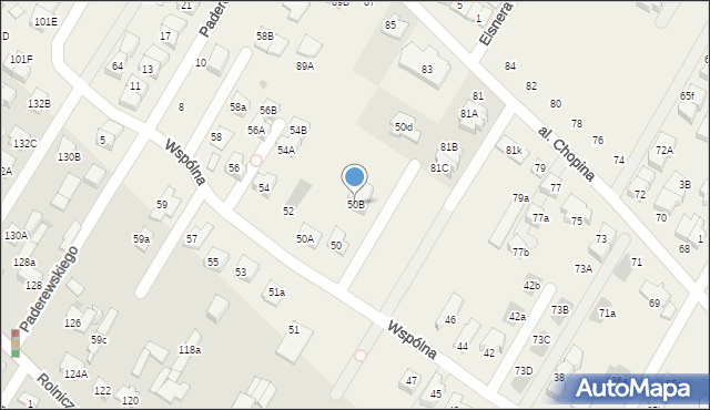 Łomianki Dolne, Wspólna, 50B, mapa Łomianki Dolne