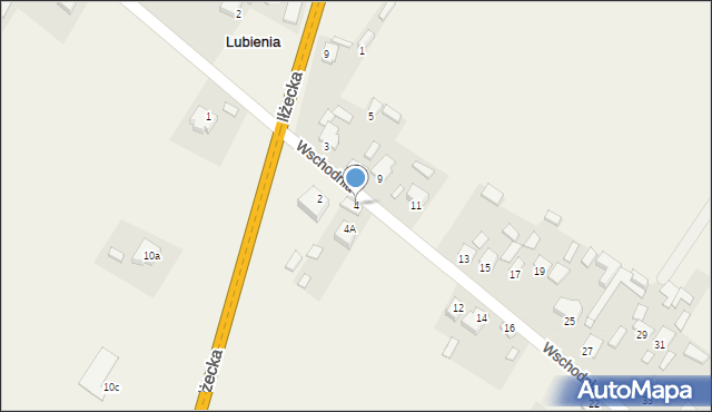 Lubienia, Wschodnia, 4, mapa Lubienia