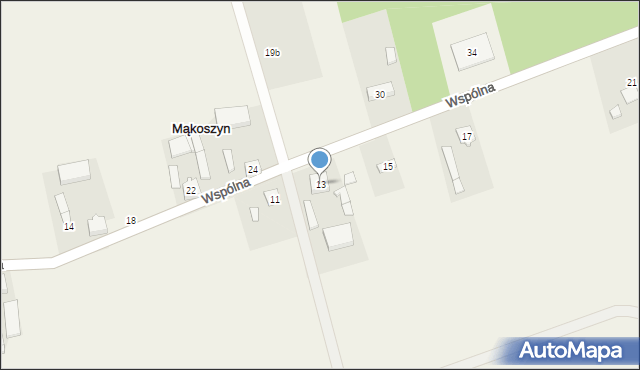 Mąkoszyn, Wspólna, 13, mapa Mąkoszyn