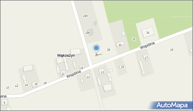 Mąkoszyn, Wspólna, 26, mapa Mąkoszyn