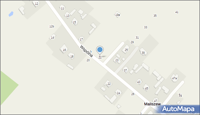 Maliszew, Wspólna, 21, mapa Maliszew