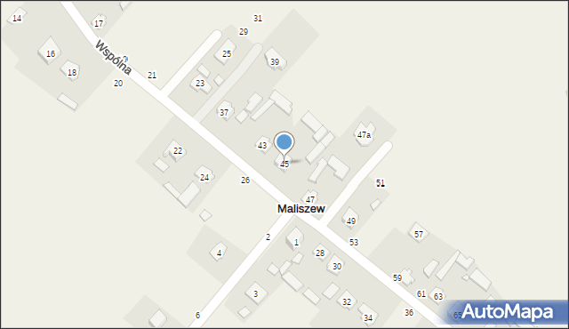 Maliszew, Wspólna, 45, mapa Maliszew