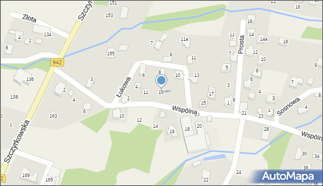 Meszna, Wspólna, 13, mapa Meszna